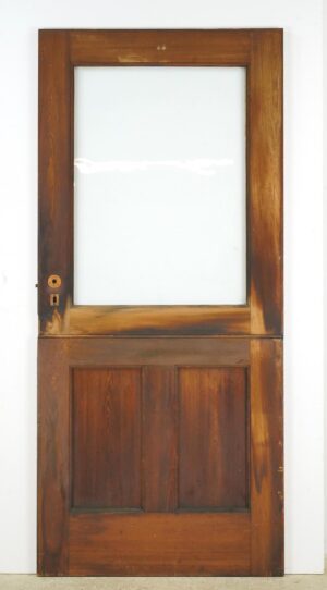 Entry Doors - Reclaimed Half Glass Wood Entry Dutch Door 35.875 x 79.625 in.