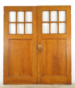 Entry Doors - Reclaimed Six Lite Wood Commercial Double Doors 71.75 x 83.25 in.