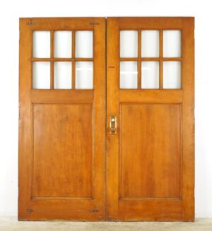 Entry Doors - Reclaimed Six Lite Wood Commercial Double Doors 71.75 x 83.625 in.