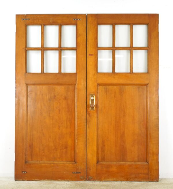 Entry Doors - Reclaimed Six Lite Wood Commercial Double Doors 71.75 x 83.625 in.