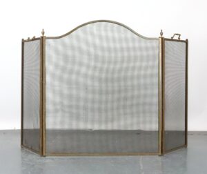 Fireplace Accessories - Antique Traditional Three Panel Folding Fireplace Screen