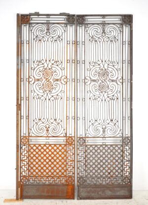 Gates - Antique Victorian Wrought Iron Double Gates 57 x 95.875 in.