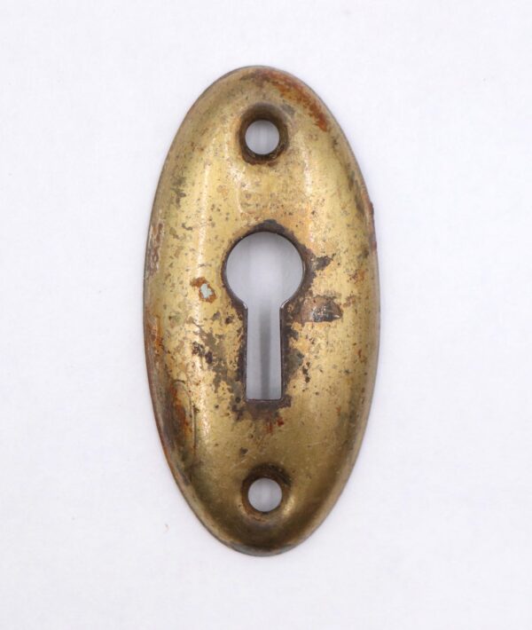 Keyhole Covers - Vintage 2.25 in. Brass Plated Steel Oval Keyhole Cover Plate