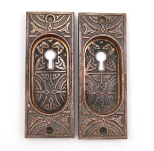 Pocket Door Hardware - Pair of Antique 5.187 in. Eastlake Bronze Pocket Door Pulls