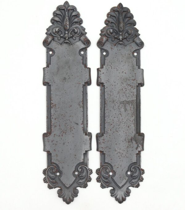 Push Plates - Pair of Victorian 12.125 in. Steel Door Push Plates