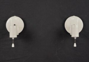 Sconces & Wall Lighting - Pair of Restored Art Deco White Ceramic Wall Sconces