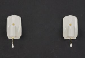 Sconces & Wall Lighting - Pair of Restored Art Deco White Porcelain Wall Sconces