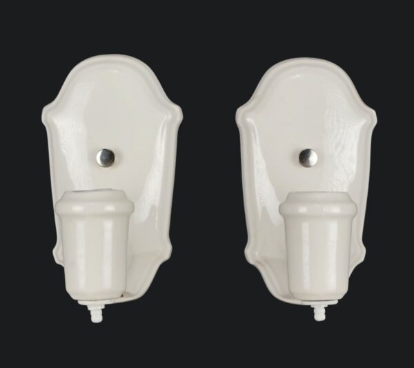 Sconces & Wall Lighting - Pair of Restored Traditional White Ceramic Wall Sconces