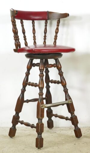 Seating - Vintage Captain's Wood Swivel Bar Stool
