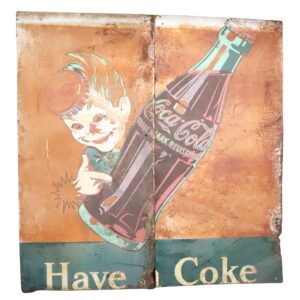 Vintage Signs - 1940s Large Scale Sprite Boy Coca Cola Sign