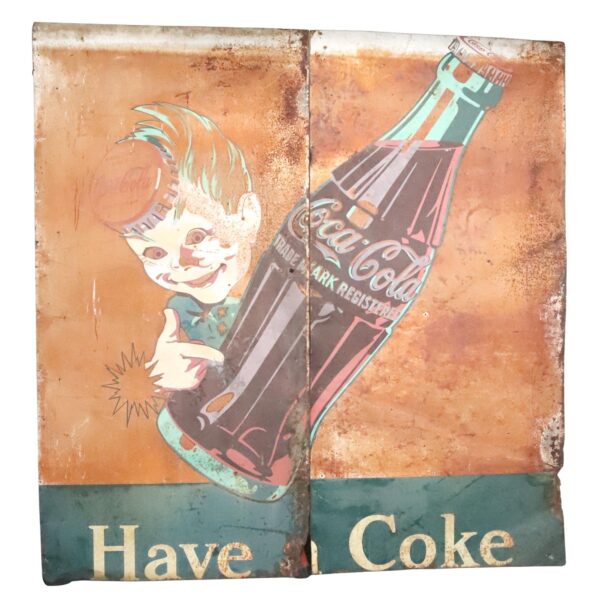 Vintage Signs - 1940s Large Scale Sprite Boy Coca Cola Sign