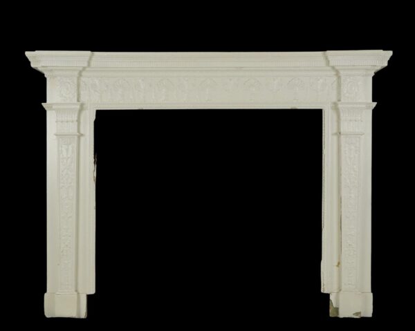 Wood Mantels - Antique Victorian White Wooden Fireplace Mantel