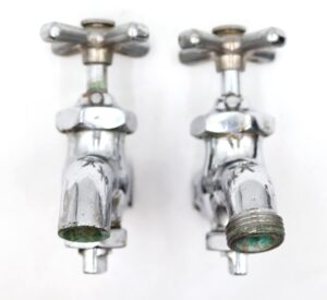 Vintage Chrome Plated Brass Hot & Cold Faucets