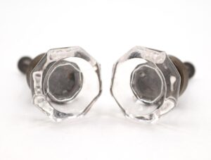 Pair of Vintage 1.25 in. Concave Octagon Clear Glass Cabinet Knobs