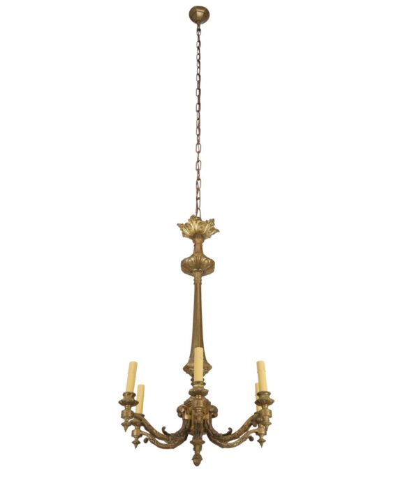 Chandeliers - Antique European French Bronze Six Arm Chandelier