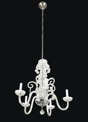 Chandeliers - Restored Clear Crystal Five Arm Chandelier