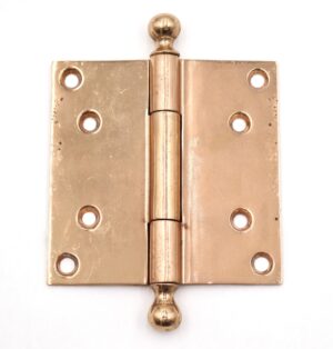 Door Hinges - Vintage 4 x 4 in. Brass Ball Tip Butt Door Hinge
