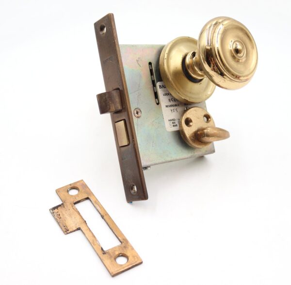Door Knob Sets - Round Polished Brass Privacy Door Knob Set
