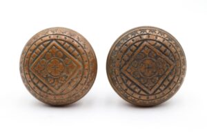 Door Knobs - Pair of 1880s Bronze Niles Chicago Passage Door Knobs