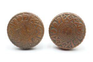 Door Knobs - Pair of 1880s Bronze Niles Chicago Passage Door Knobs