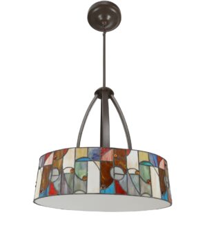 Drum Lights - allen + roth Drakeston Mission Stained Glass Drum Pendant Light