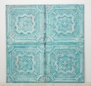 Tin Panels - Handcrafted Blue Ornate Antique Tin Ceiling Wall Panel