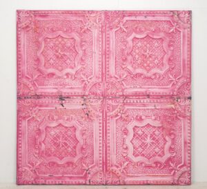 Tin Panels - Handcrafted Pink Ornate Antique Tin Ceiling Wall Panel