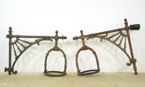 Video of Pair of Victorian Cast Iron Exterior Sconce Brackets.