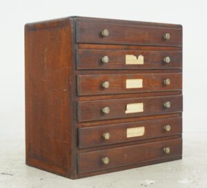 Video of Vintage European Hardware Shop Counter Display Storage Cabinet.