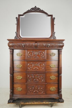 Video of American Victorian Mahogany Bedroom Dresser.
