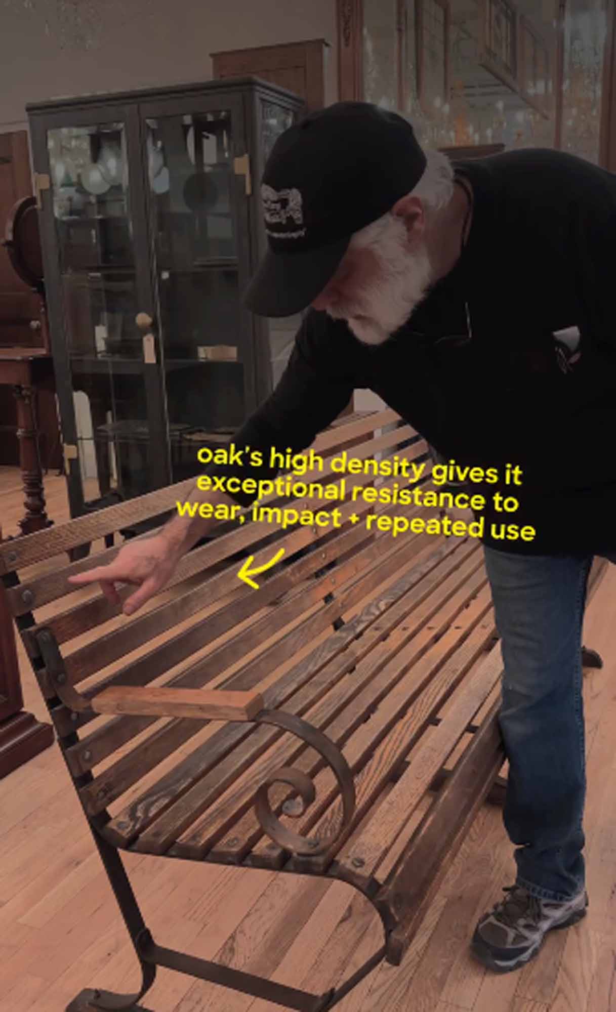 Belmont Racetrack wooden outdoor bench featured on Instagram.