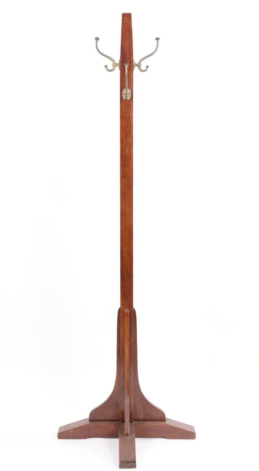 Arts & Crafts Oak Coat Tree Rack Iron Double Hooks | Olde Good Things