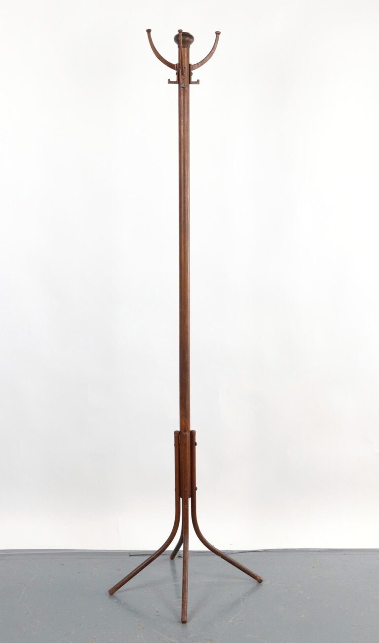 Finial Robe Hook Modernist Industrial Faux Grain Steel Coat Rack Hall Tree | Olde Good ...